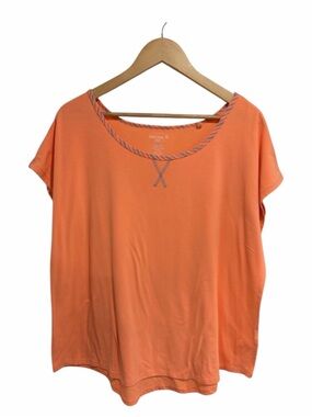 Danskin Women’s Peach Short Sleeve Scoop Neck Top Cotton Blend